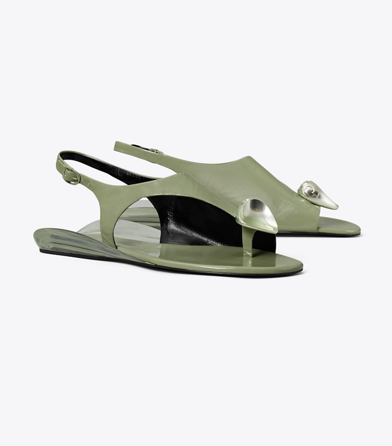 Tory Burch designer sandali Sandalo slingback Patos in LIGHT JADE / SILVER angle