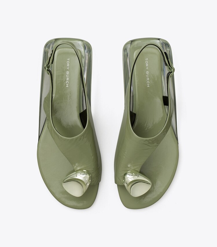Tory Burch designer sandali Sandalo slingback Patos in LIGHT JADE / SILVER superiore