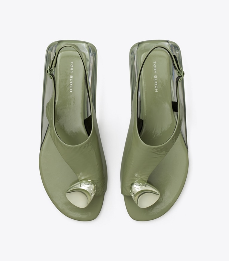 Tory Burch designer sandali Sandalo slingback Patos in LIGHT JADE / SILVER angle
