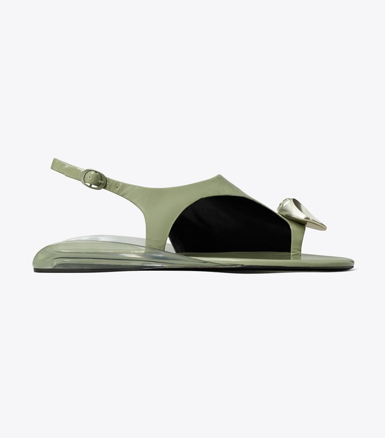 Tory Burch designer sandali Sandalo slingback Patos in LIGHT JADE / SILVER angle