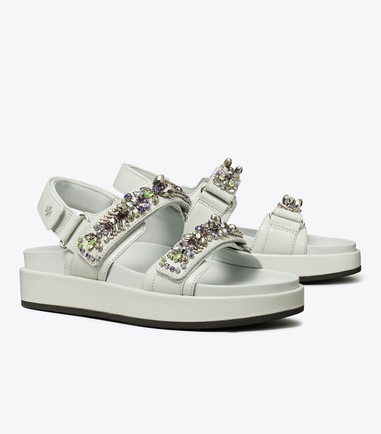 Tory Burch designer sandali sandalo sportivo Kira in FEATHER GRAY angle