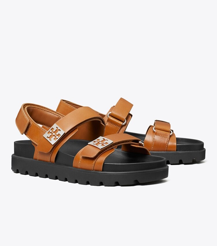 Tory Burch designer sandali Sandalo sportivo Mellow in CUOIO / PERFECT BLACK / SILVER angle