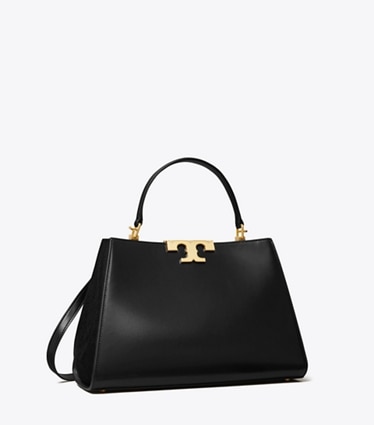 Tory Burch diseñador bolsos satchel Satchel Eleanor en Black ángulo