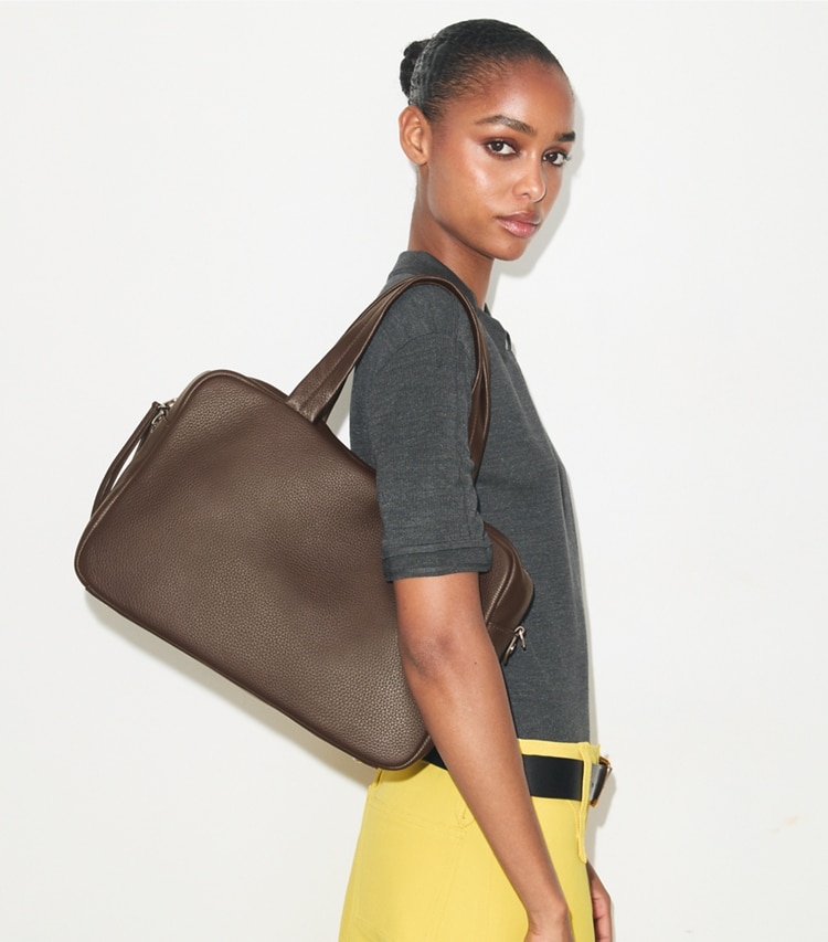 Tory Burch diseñador bolsos satchel Satchel extragrande en Cocoa adicional en modelo