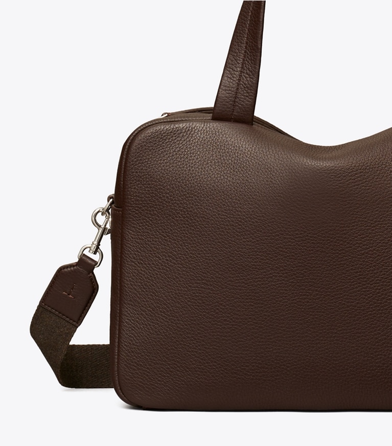 Tory Burch diseñador bolsos satchel Satchel extragrande en Cocoa detalle