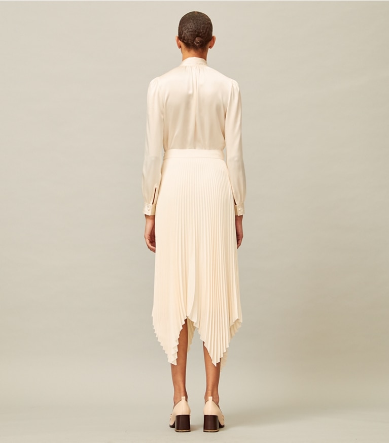 Tory Burch designer tops Satin Bow Blouse in New Ivory front