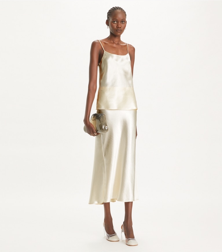 Tory Burch designer tops Satin Camisole in French Cream front