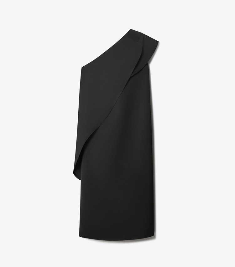 Tory Burch designer dresses Satin Cape Dress in Black front