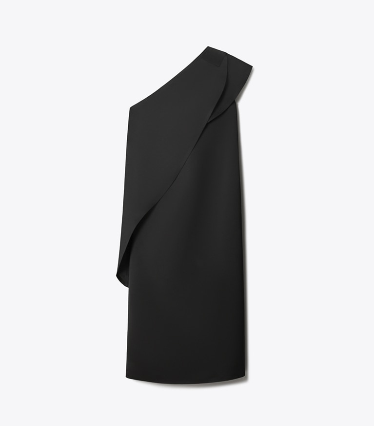 Tory Burch designer dresses Satin Cape Dress in Black front
