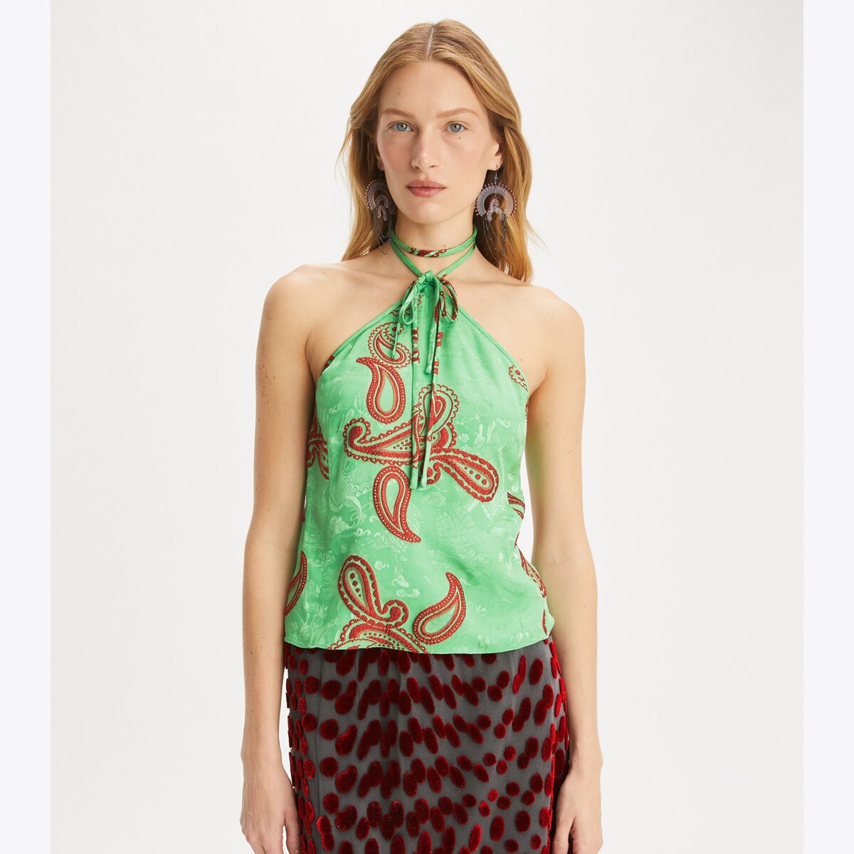 SATIN PAISLEY KNOT TOP - thumbnail 2