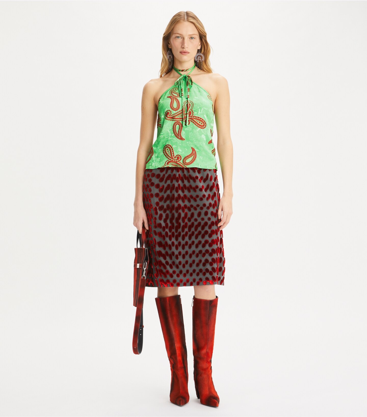 Satin Paisley Knot Top