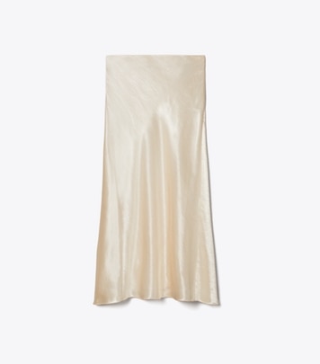 Tory Burch designer bottoms Satin Skirt in French Cream front
