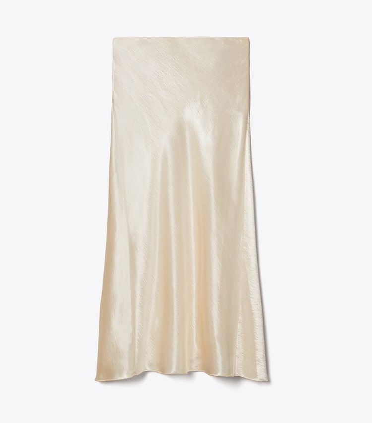Tory Burch designer bottoms Satin Skirt in French Cream front