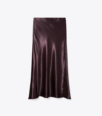 Tory Burch designer bottoms Satin Skirt in Dark Garnet front
