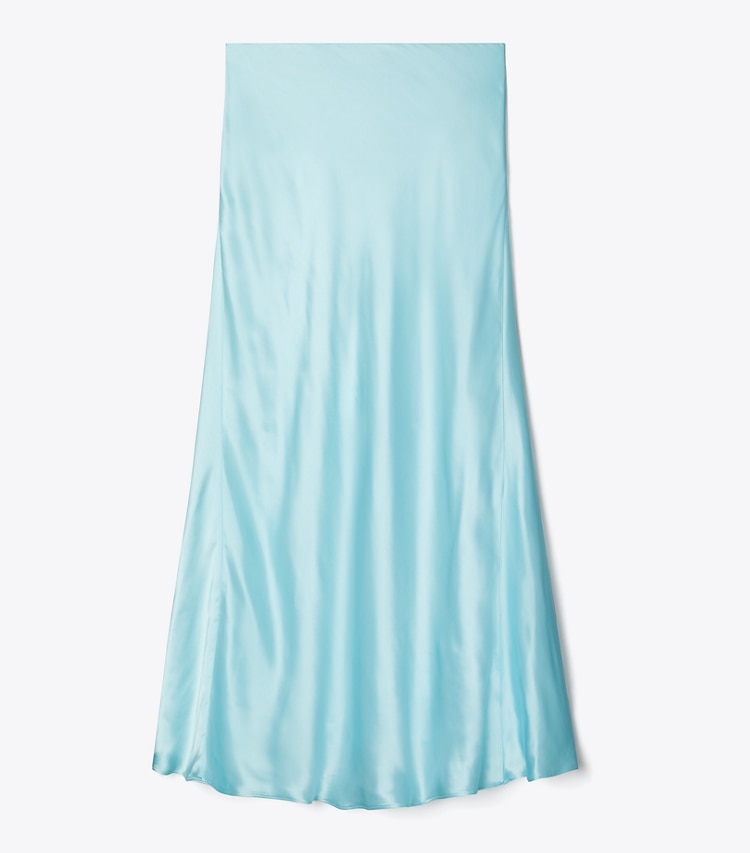 Tory Burch designer bottoms Satin Skirt in Blue Celeste front