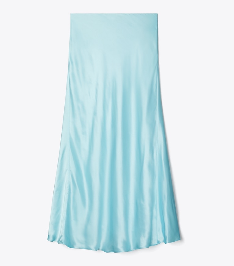 Tory Burch designer bottoms Satin Skirt in Blue Celeste front