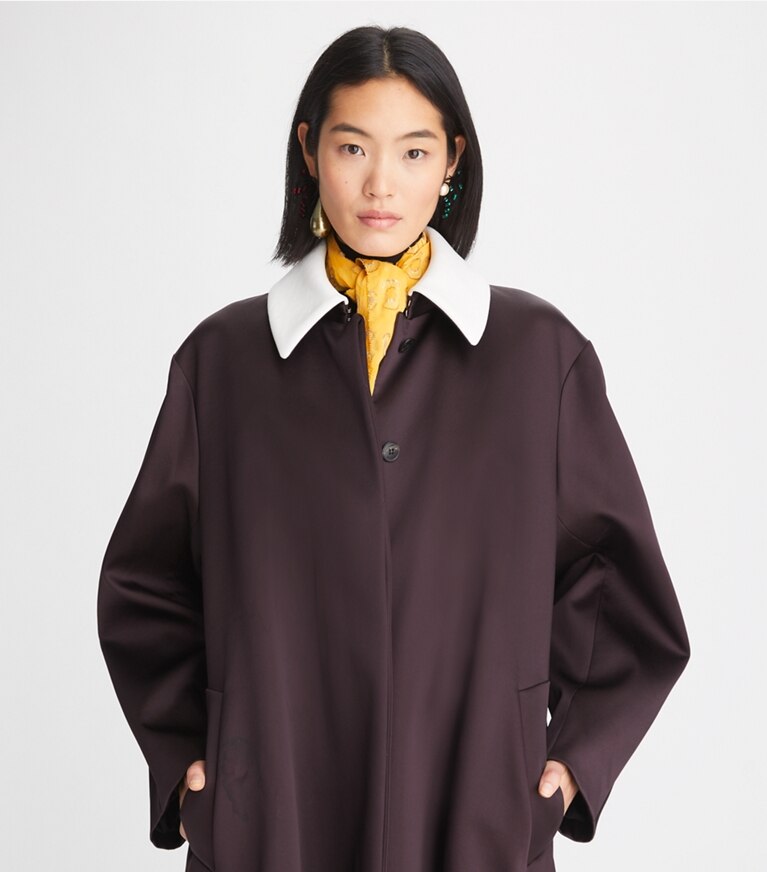 Satin Wool Coat: Women's Designer Coats | Tory Burch