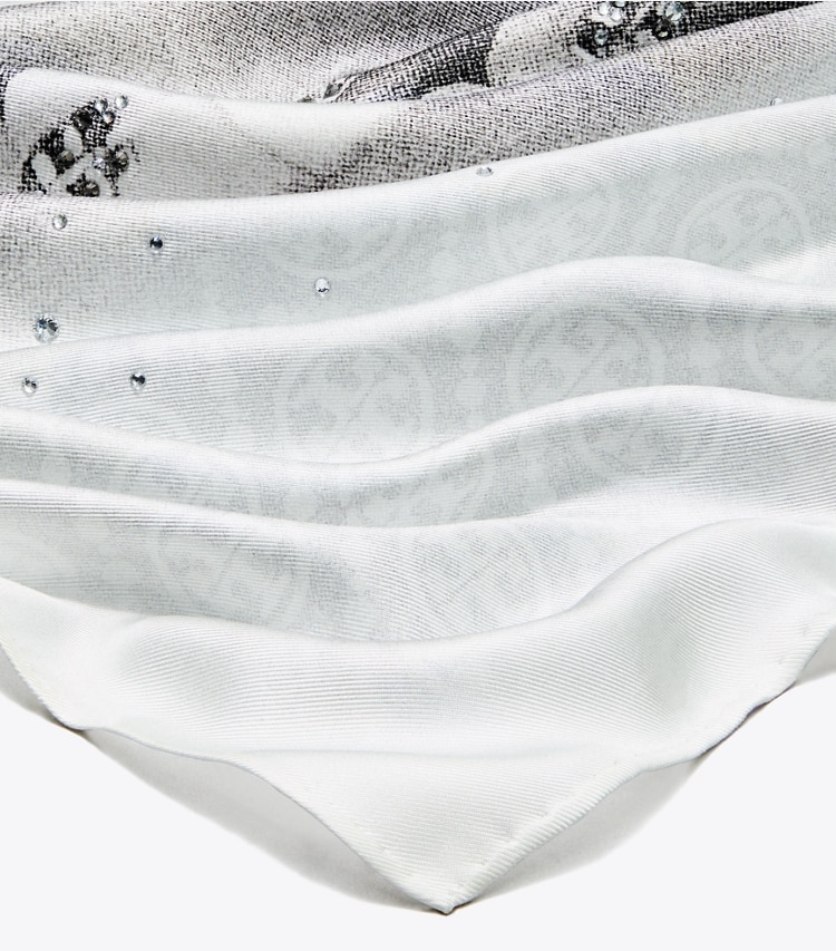 Tory Burch designer scarves Say Cheese Neckerchief in Grey detail
