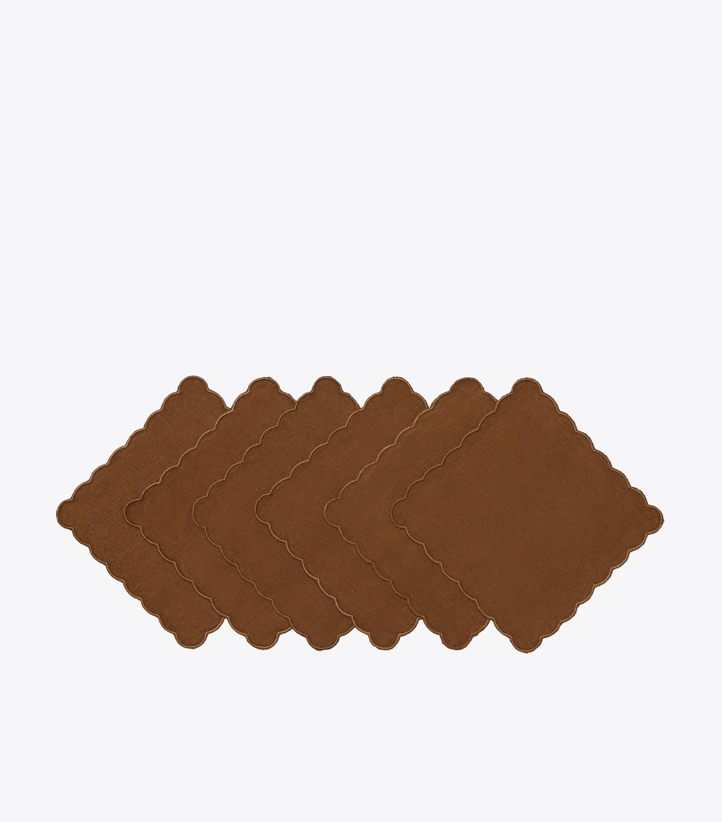 Scalloped Cocktail Linen Napkin, Set of 6