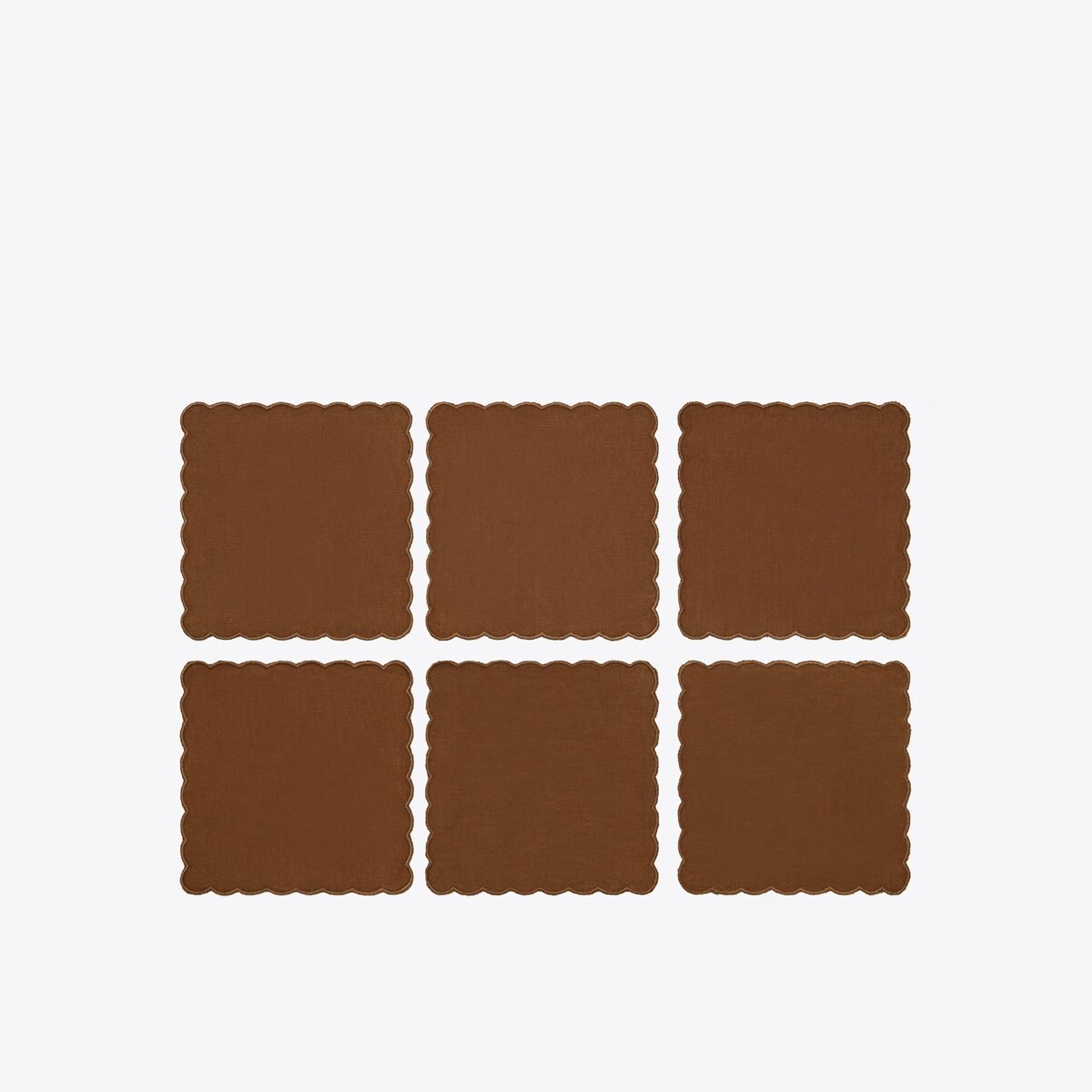 Scalloped Cocktail Linen Napkin, Set of 6 Women's Designer Linens