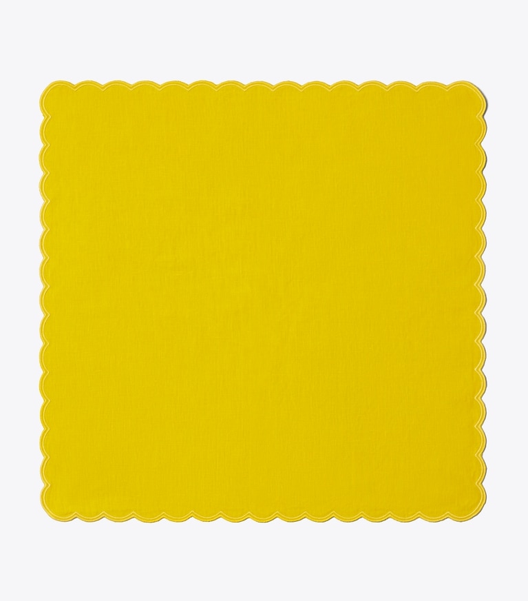 Tory Burch designer linens Scalloped Dinner Linen Napkin, Set of 6 in Yellow front
