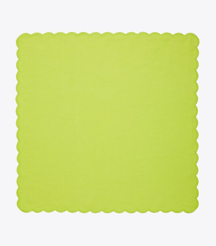 Tory Burch designer linens Scalloped Dinner Linen Napkin, Set of 6 in Lime front