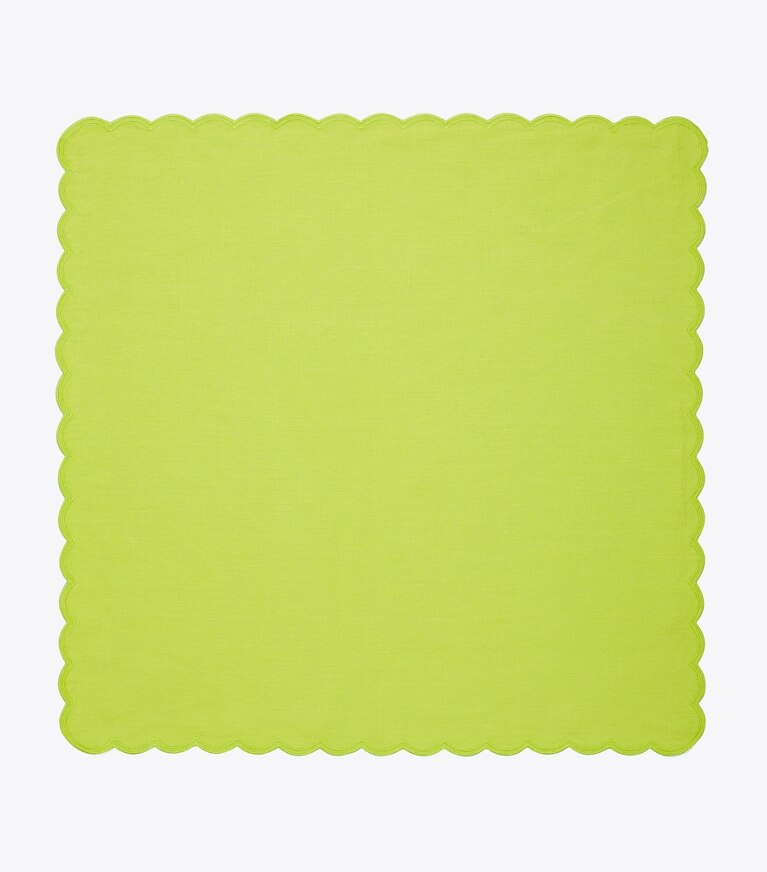 Tory Burch designer linens Scalloped Dinner Linen Napkin, Set of 6 in Lime front