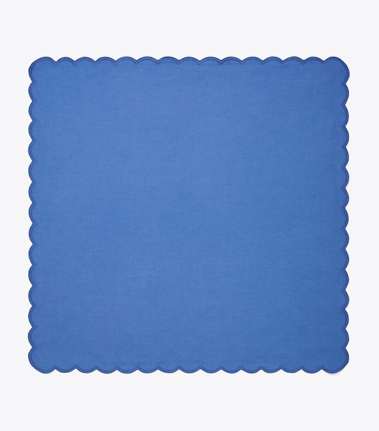 Tory Burch designer linens Scalloped Dinner Linen Napkin, Set of 6 in High Tide front
