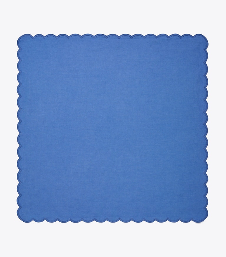 Tory Burch designer linens Scalloped Dinner Linen Napkin, Set of 6 in High Tide front