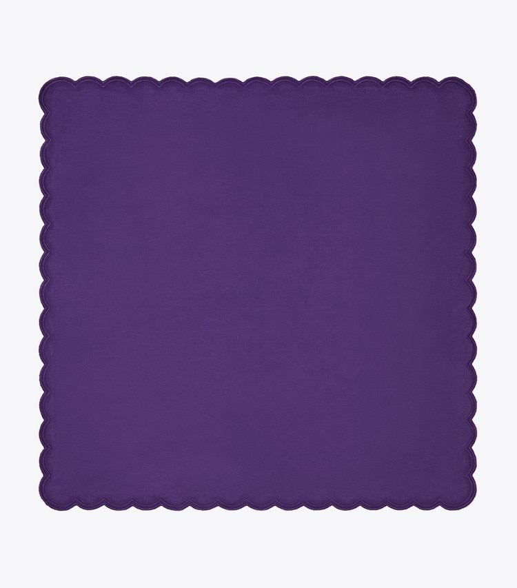 Tory Burch designer linens Scalloped Dinner Linen Napkin, Set of 6 in Dark Purple front