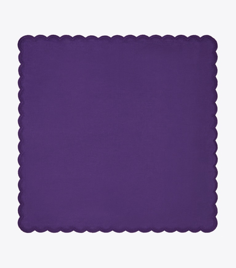 Tory Burch designer linens Scalloped Dinner Linen Napkin, Set of 6 in Dark Purple front