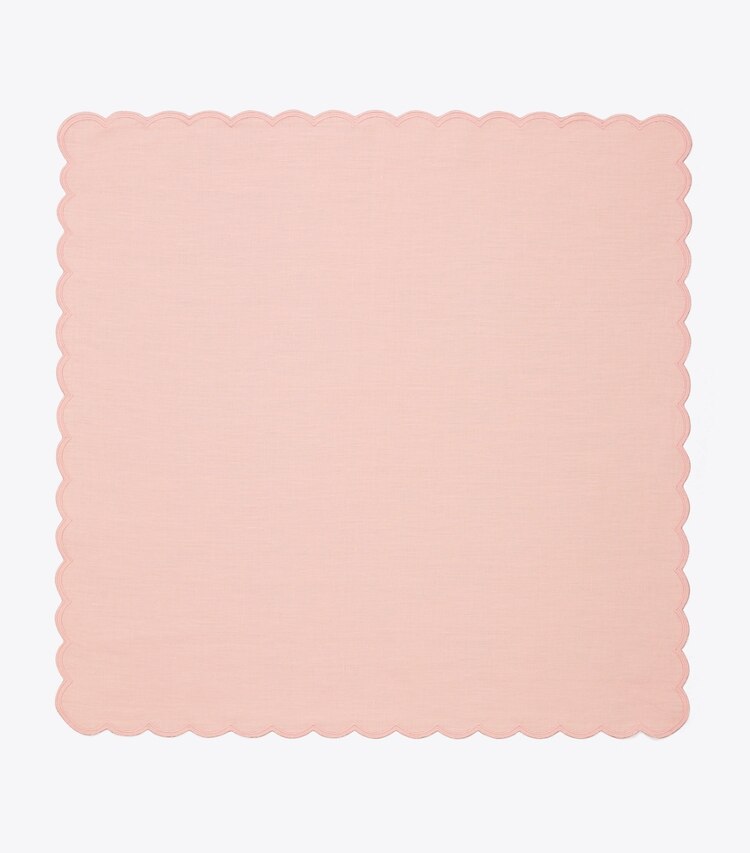 Tory Burch designer linens Scalloped Dinner Linen Napkin, Set of 6 in Petal Pink front