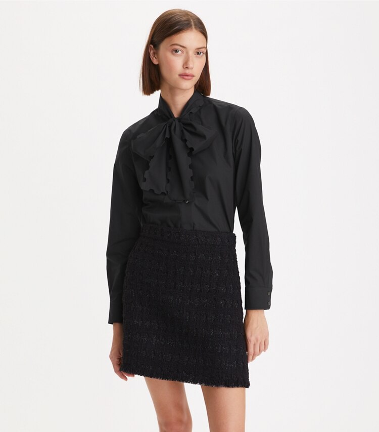 Scalloped Poplin Bow Blouse: Women's Designer Tops | Tory Burch