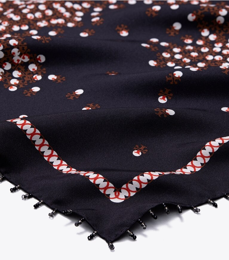 Tory Burch designer scarves Scatter Dot Silk Neckerchief in Tory Navy overhead