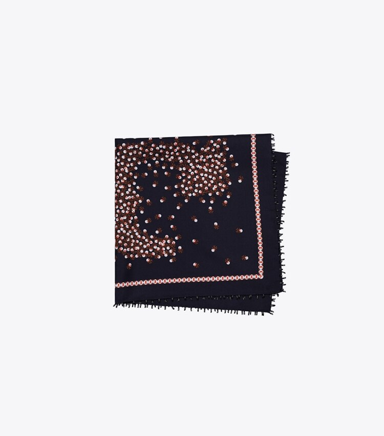 Tory Burch designer scarves Scatter Dot Silk Neckerchief in Tory Navy folded