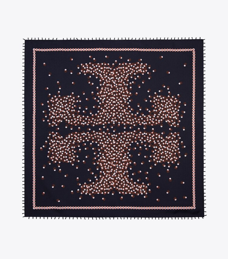 Tory Burch designer scarves Scatter Dot Silk Neckerchief in Tory Navy overhead