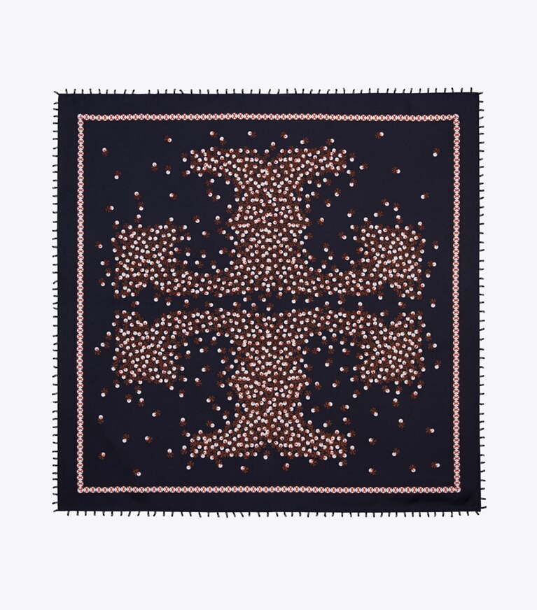 Tory Burch designer scarves Scatter Dot Silk Neckerchief in Tory Navy overhead