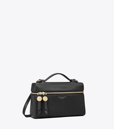 Tory Burch designer kleine taschen Schlanke Romy Tasche mit Tragegriff oben in Black angle