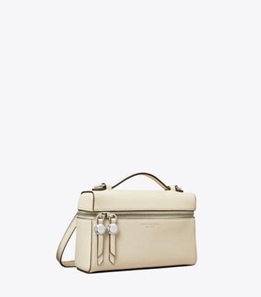 Tory Burch designer kleine taschen Schlanke Romy Tasche mit Tragegriff oben in Light Cream angle