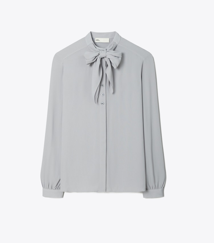 Tory Burch designer oberteile Schluppenbluse aus Georgette in Gray front