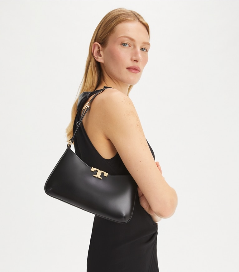Tory Burch designer schultertaschen Schmale Eleanor Schultertasche in Black accessory on model