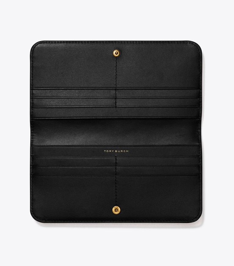 Tory Burch designer geldbörsen Schmale Geldbörse mit T-Monogramm und Reißverschluss in Black angle