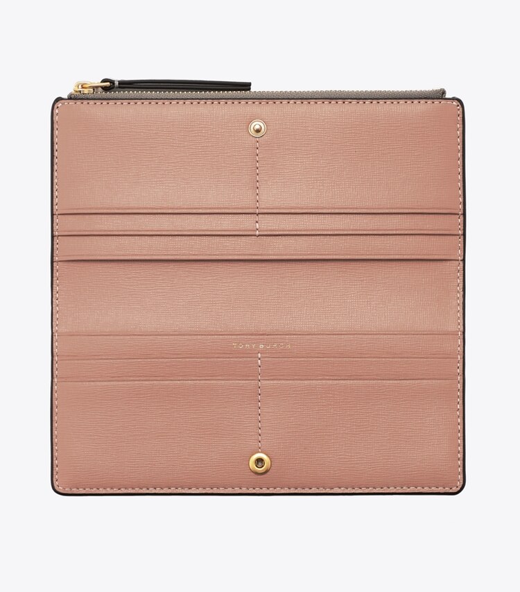 Tory Burch designer geldbörsen Schmale Robinson Geldbörse mit Reißverschluss in Gray Heron von oben