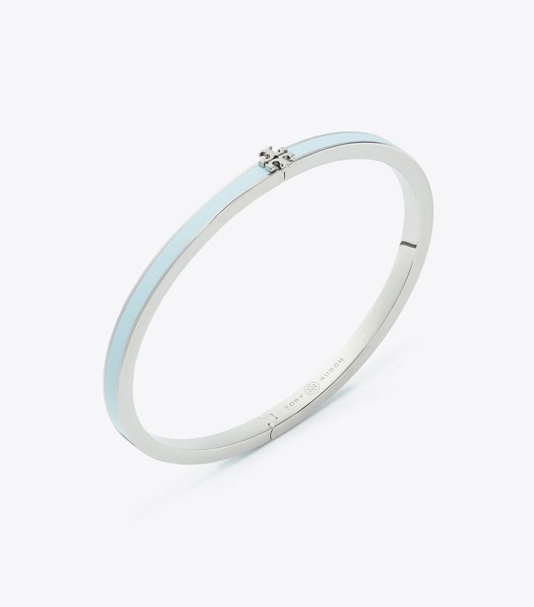 Tory Burch designer armbänder Schmales Icon Armband mit Emaille in Tory Silver / Blue detail
