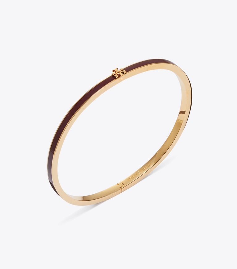 Tory Burch designer armbänder Schmales Icon Armband mit Emaille in Tory Gold / Burgundy detail