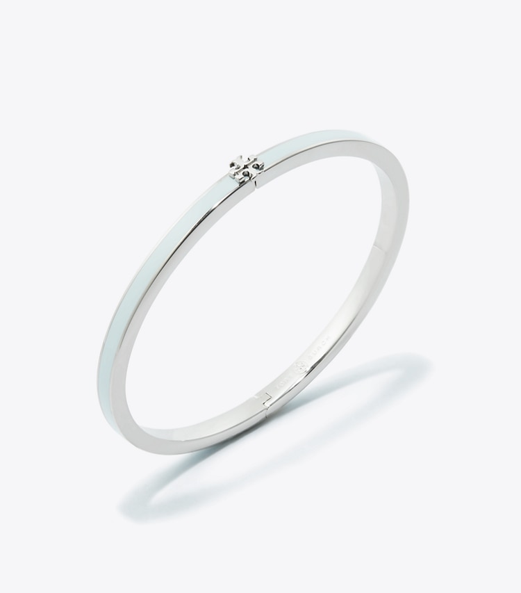 Tory Burch designer armbänder Schmales Kira Armband mit Emaille in Tory Silver / Light Blue detail