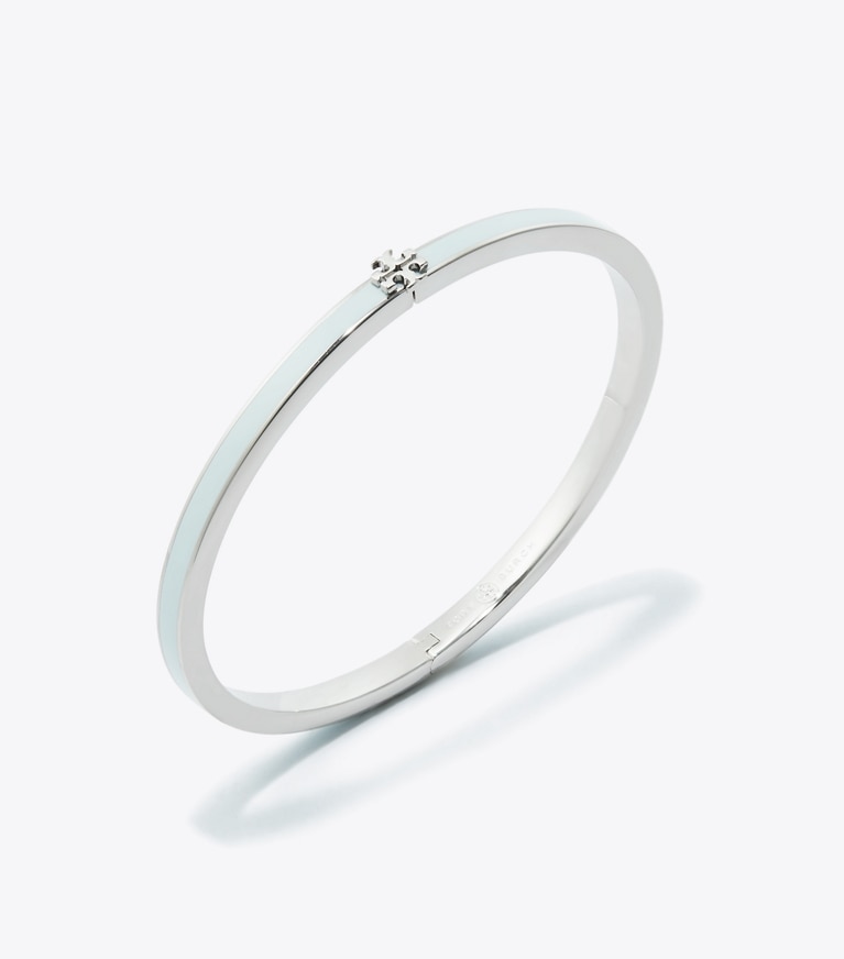 Tory Burch designer armbänder Schmales Kira Armband mit Emaille in Tory Silver / Light Blue front