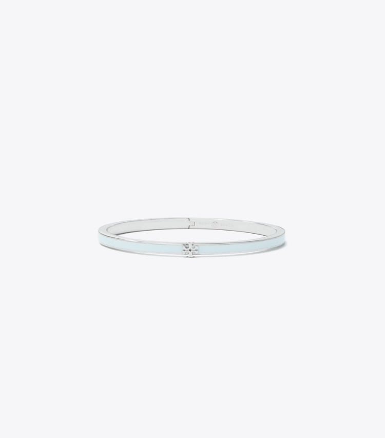 Tory Burch designer armbänder Schmales Kira Armband mit Emaille in Tory Silver / Light Blue front