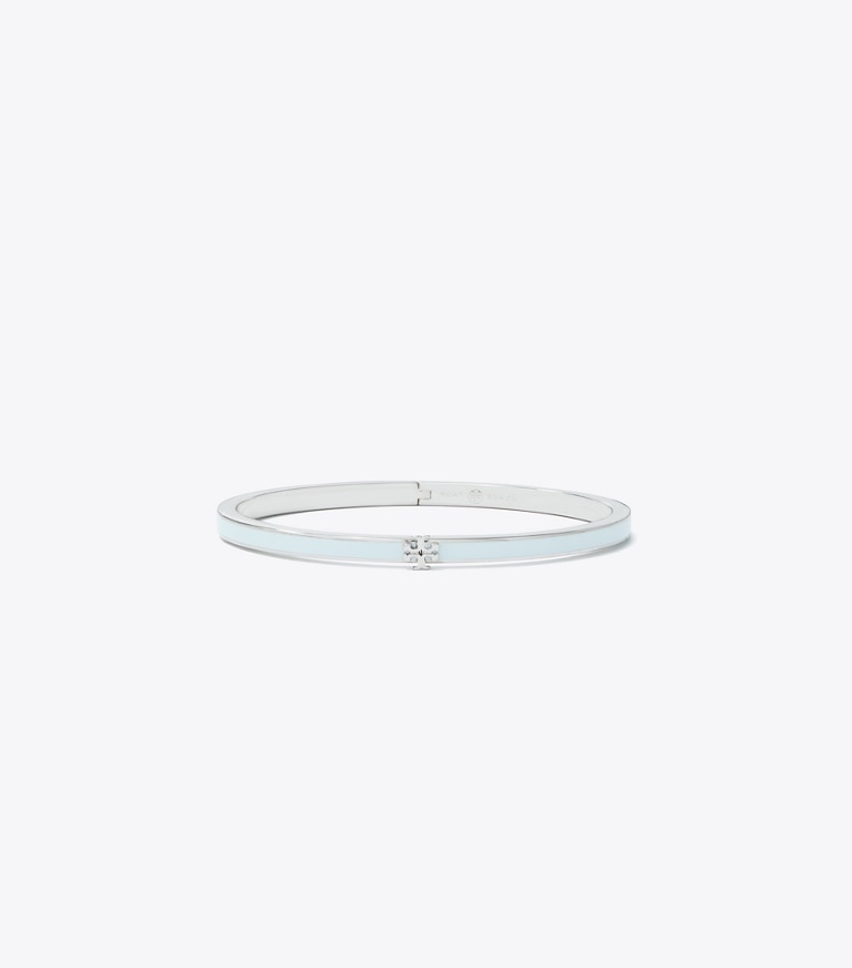 Tory Burch designer armbänder Schmales Kira Armband mit Emaille in Tory Silver / Light Blue front