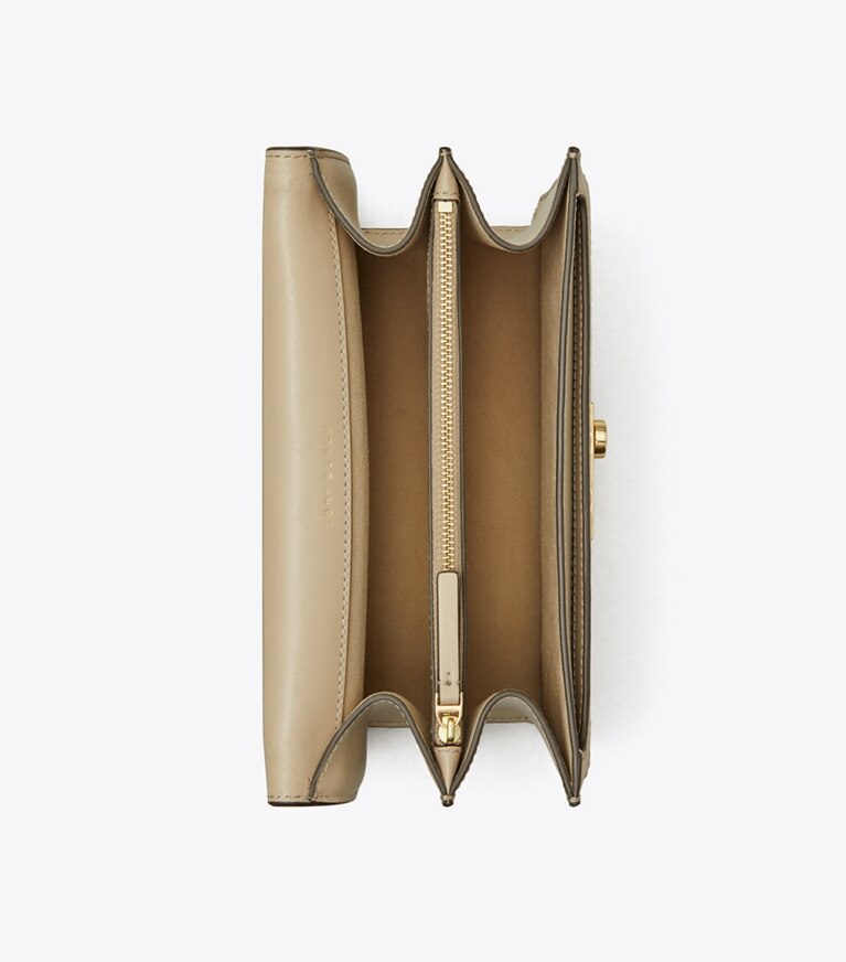 Tory Burch designer schultertaschen Schultertasche aus Leder mit T-Monogramm in Fresh Clay angle